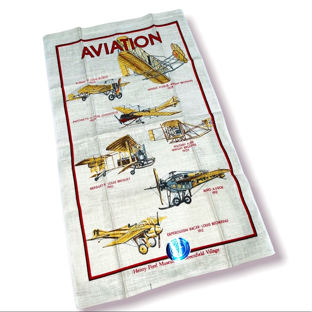 Vintage henry ford museum aviation linen poster
